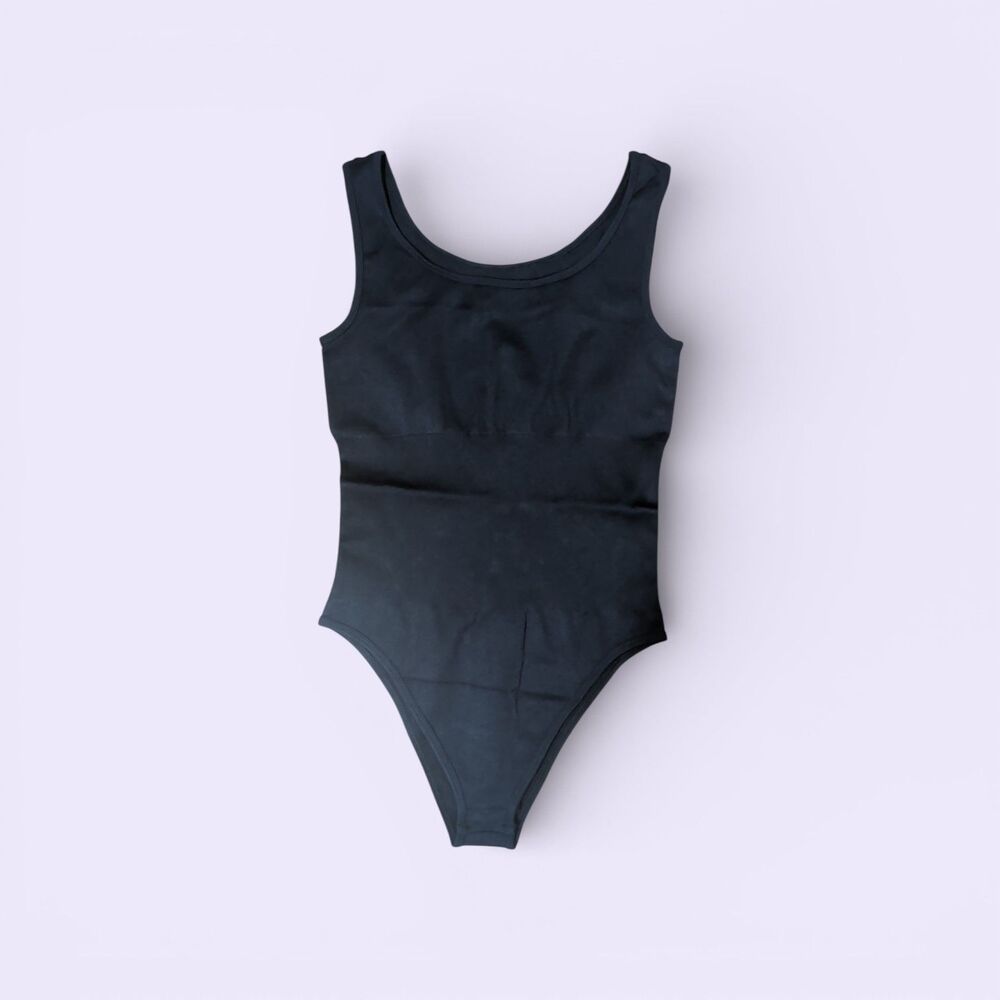 OQQ Compression Bodysuit Women Small Black Seamless Shaper Tank Top
